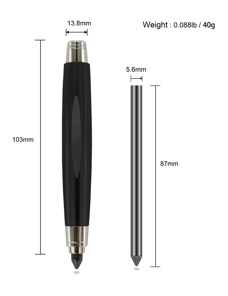 WSD Sketch Up 5.6mm Mechanical Pencil Mechanical Clutch with Built Sharpener (Black) - Image 2