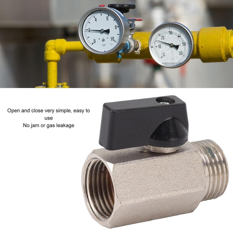 Gas Valve Ball Type, Brass Threaded Male Female Connector, Thickened Sandblasted Finish - Durable Brass Material, Reliable Shutoff, Ideal for Household Tap Water (1/2) - Image 3