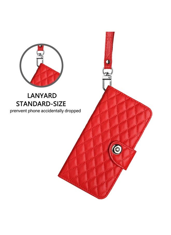 erorex - Case For TCL 50 LE 5G Rhombic Texture Flip Leather Phone Case with Lanyard - Image 1