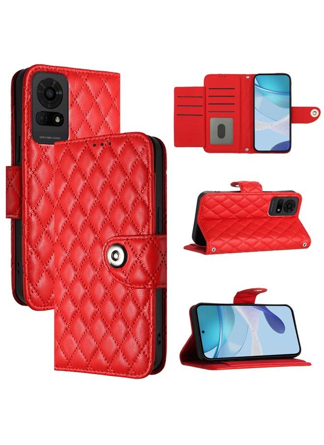 erorex - Case For TCL 50 LE 5G Rhombic Texture Flip Leather Phone Case with Lanyard - Image 1