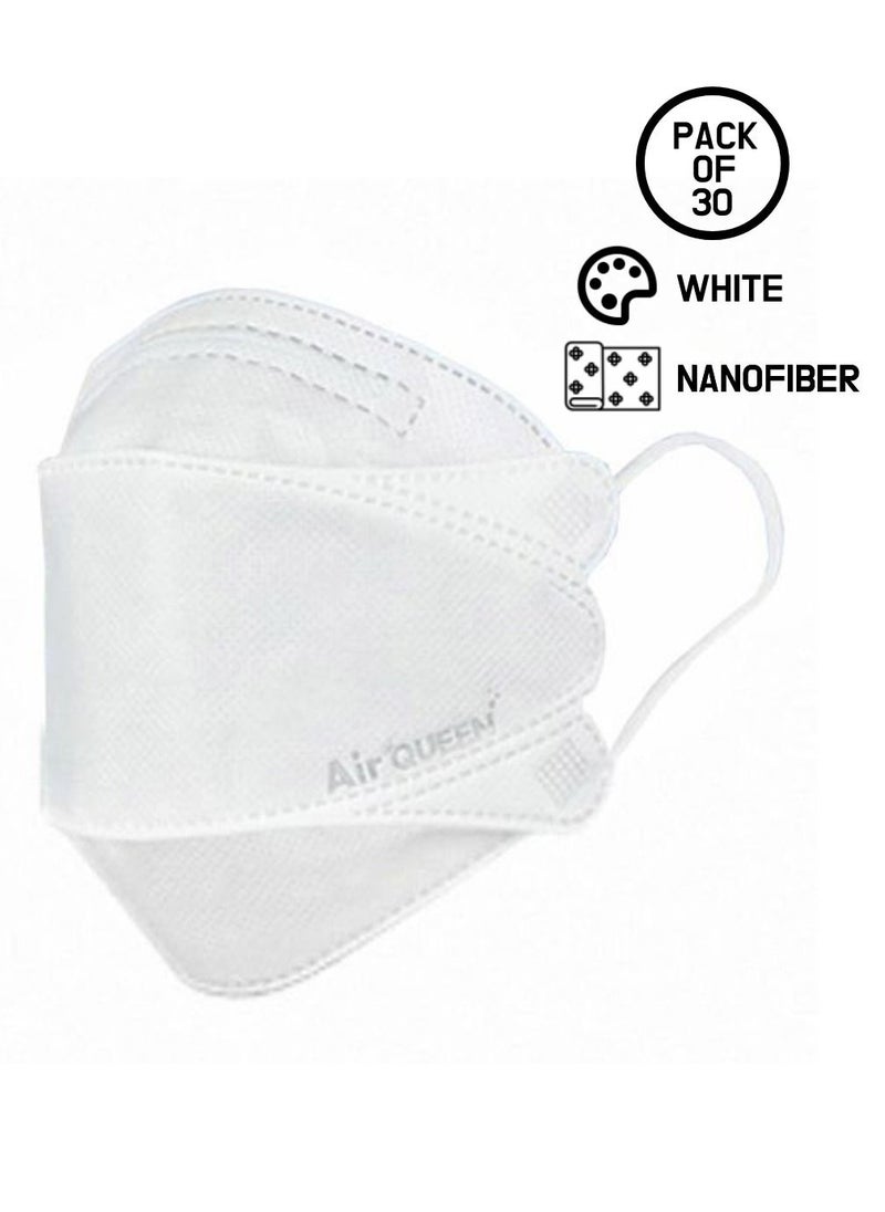 Air QUEEN - Pack Of 30 Pieces Nanofiber Filter Face Mask For Adults Face Mask White - Image 1