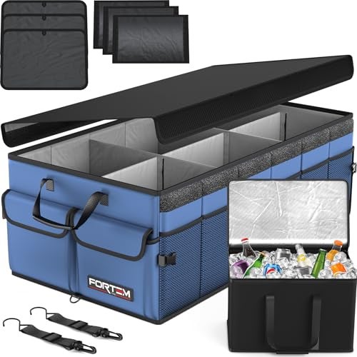 FORTEM Trunk Organizer with Cooler For SUV Car Trunk, Foldable Storage, Car Accessories for Women Men, Collapsible Bag, 600D Oxford, Non Slip Bottom, Straps, Soft Cover (105L) - Image 1