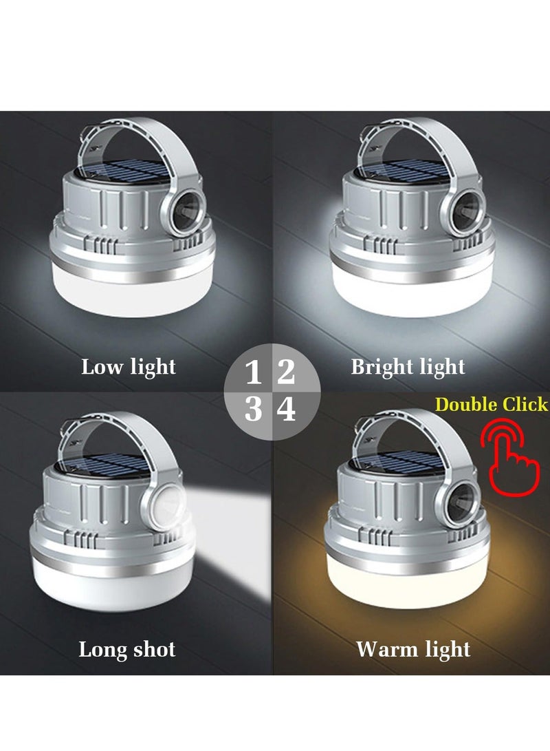 Solar Camping Light Rechargeable, Portable LED Camping Tent Lamp, White  Warm Dual Colors, Waterproof Emergency Power Bank Lantern for Outdoor Outages Storms Hiking Fishing - Image 2