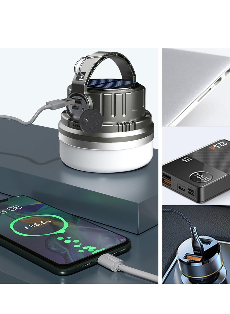 Solar Camping Light Rechargeable, Portable LED Camping Tent Lamp, White  Warm Dual Colors, Waterproof Emergency Power Bank Lantern for Outdoor Outages Storms Hiking Fishing - Image 4