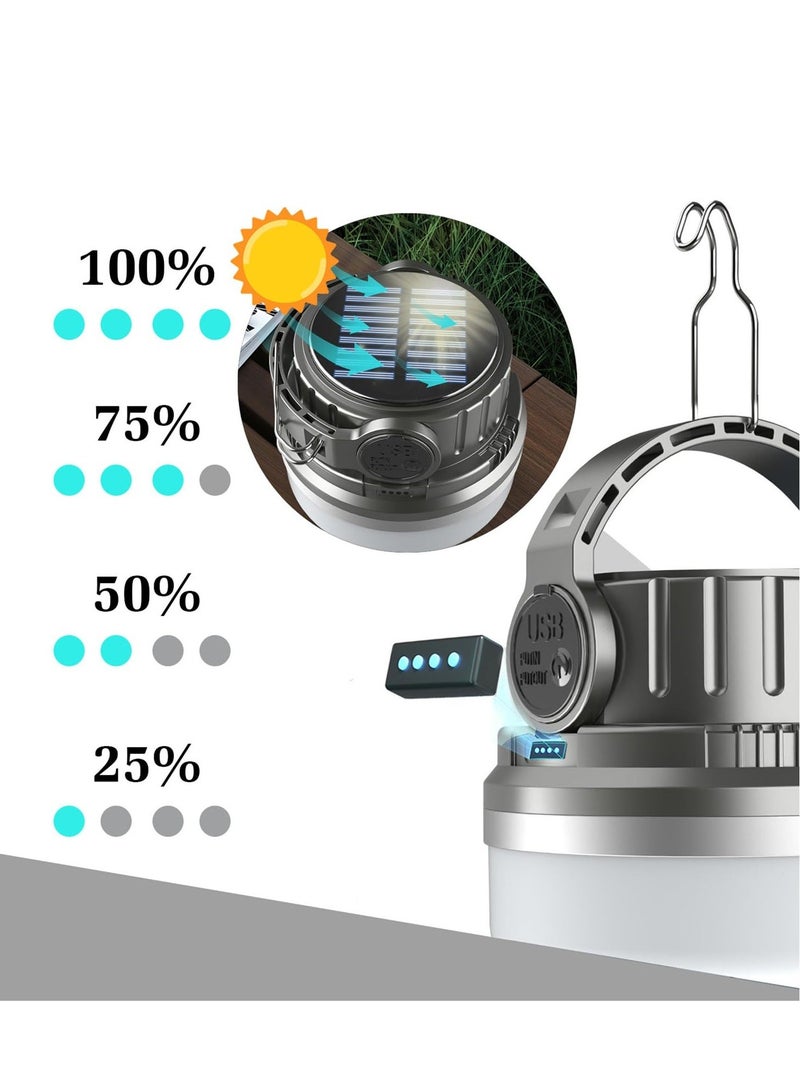 Solar Camping Light Rechargeable, Portable LED Camping Tent Lamp, White  Warm Dual Colors, Waterproof Emergency Power Bank Lantern for Outdoor Outages Storms Hiking Fishing - Image 3