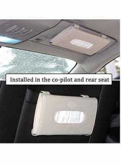 KASTWAVE Car Sun Visor Tissue Holder, Beige PU Leather Tissue Dispenser Hanging Case to Clip On Your Car Door Or Back Seat Pocket, Interior Accessories Pouch for Wipes  - Image 4