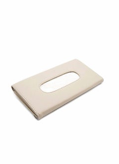 KASTWAVE Car Sun Visor Tissue Holder, Beige PU Leather Tissue Dispenser Hanging Case to Clip On Your Car Door Or Back Seat Pocket, Interior Accessories Pouch for Wipes  - Image 2