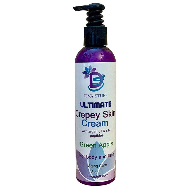 Ultimate Crepey Skin Cream With Hyaluronic Acid Argan Oil Silk Peptides and More For Dry Crepey Damaged and Aging Skin 8ozGreen Apple Scent