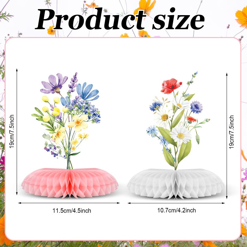 Weekgrat 9 Pcs Wildflower Baby in Bloom Baby Shower Decoration Spring Floral Flower Theme Honeycomb Centerpiece for Table Decor - Image 2