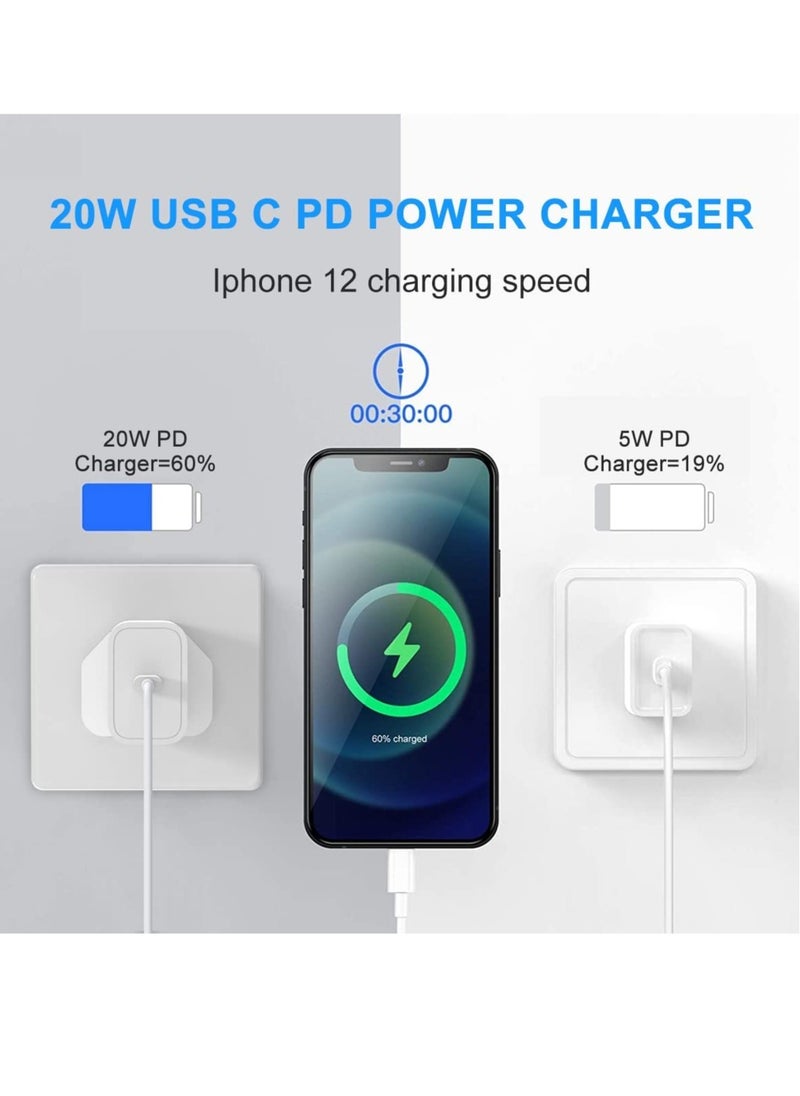 IPhone Fast Charger [MFi Certified] 20W USB C Power Adapter Fast Charger with 3ft Cable Compatible with IPhone 13/13 Pro/ 12 Pro/12 Mini/ 11/11 Pro/XS/Max/XR/X/8 Plus/SE 2020,
