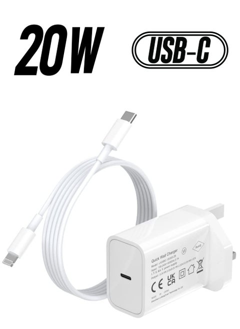 IPhone Fast Charger [MFi Certified] 20W USB C Power Adapter Fast Charger with 3ft Cable Compatible with IPhone 13/13 Pro/ 12 Pro/12 Mini/ 11/11 Pro/XS/Max/XR/X/8 Plus/SE 2020,