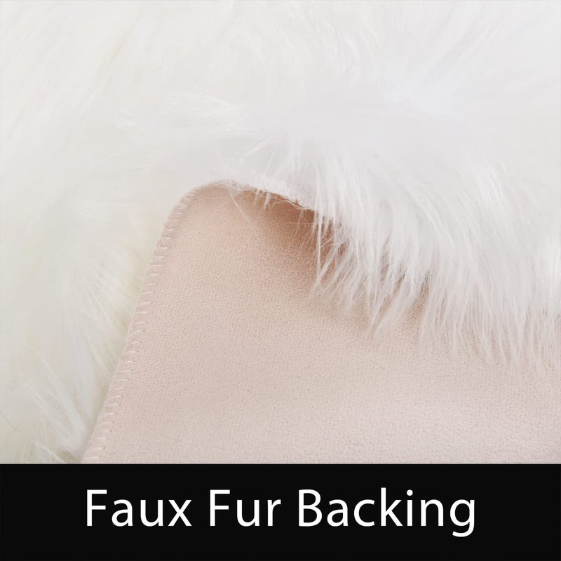 Latepis White Round Rug 3ft Faux Sheepskin Fur Fluffy Circle Rugs for Living Room Washable Rug for Bedroom Teen Room Dorm Cute Room Rug - Image 4