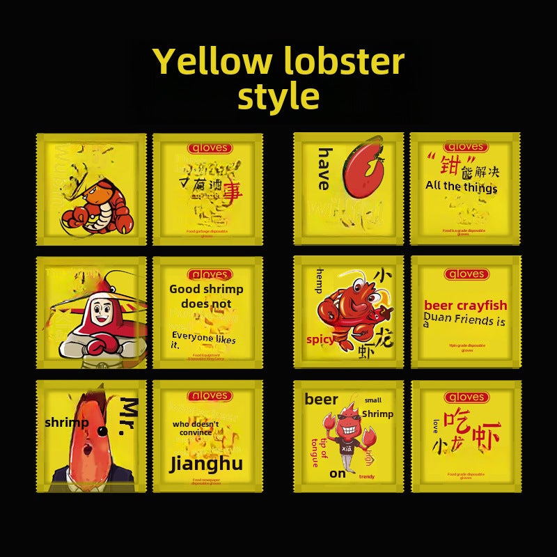 200 Mini Packs Disposable Gloves for Food Yellow lobster 200 packet (2 Pack) 
