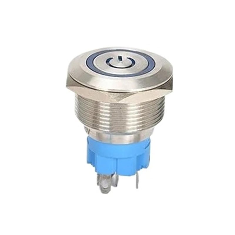 مفتاح زر معدني 19 مم ذاتي القفل مع ضوء LED دائري أحمر مقاوم للماء 3.8 فولت 5 فولت 6 فولت - Image 1