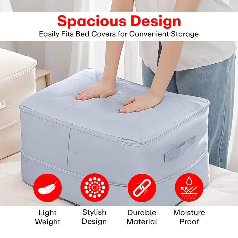 PRIME PICK Bed Cover Bag Large Capacity Storage Bag for Comforters Quilts Bedding Clothes and Seasonal Items Durable Waterproof Foldable with Zipper Pack of 1 - Image 4
