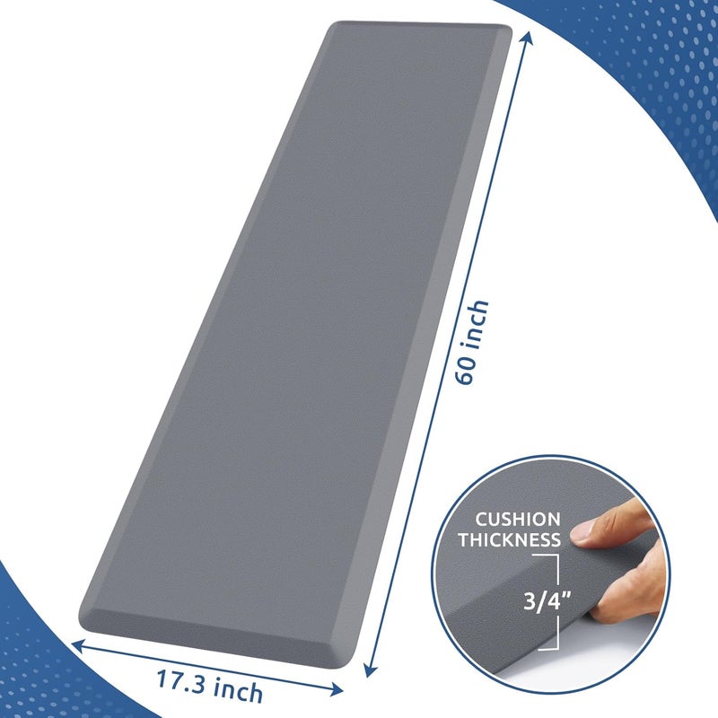 KitchenClouds Kitchen Mat Cushioned Anti Fatigue Kitchen Rug 0.8inch Non Slip Standing Mat Comfort Floor Mats for Sink Office (17.3"x60",Grey) - Image 2