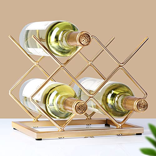 Drincarier Countertop Wine Rack - 5 Bottle Freestanding Modern Gold Metal Small Wine Rack - Tabletop Wine Holder Stand for Cabinet, Pantry, Wine Bottle Storage… - Image 4