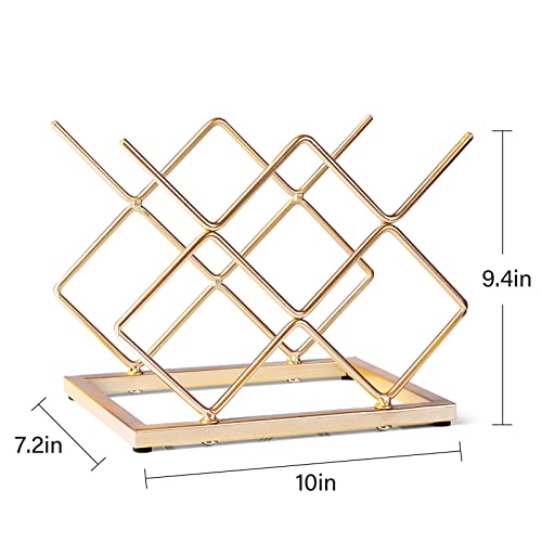 Drincarier Countertop Wine Rack - 5 Bottle Freestanding Modern Gold Metal Small Wine Rack - Tabletop Wine Holder Stand for Cabinet, Pantry, Wine Bottle Storage… - Image 2