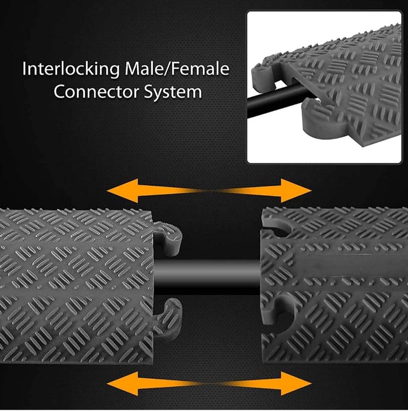 ABS INDUSTRY Heavy Duty Rubber Cable Protector Bump/Hump Speed Breaker Heavy Duty Hose Cable Track Protector Protective Cover Wires Concealer Floor Cord Cover Cord Protector Black (Small) - Image 4