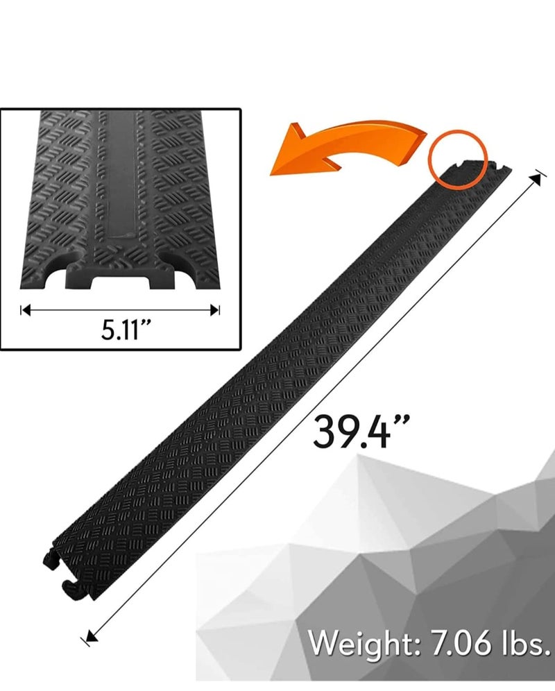 ABS INDUSTRY Heavy Duty Rubber Cable Protector Bump/Hump Speed Breaker Heavy Duty Hose Cable Track Protector Protective Cover Wires Concealer Floor Cord Cover Cord Protector Black (Small) - Image 2