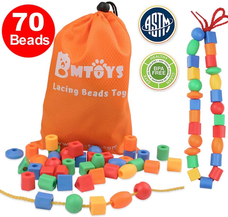 Bmtoys Lacing Beads For Kids - 70Pcs Threading Beads Occupational Therapy Toys For Kids Fine Motor Skills Developmental Activity Ot Toys - Image 4