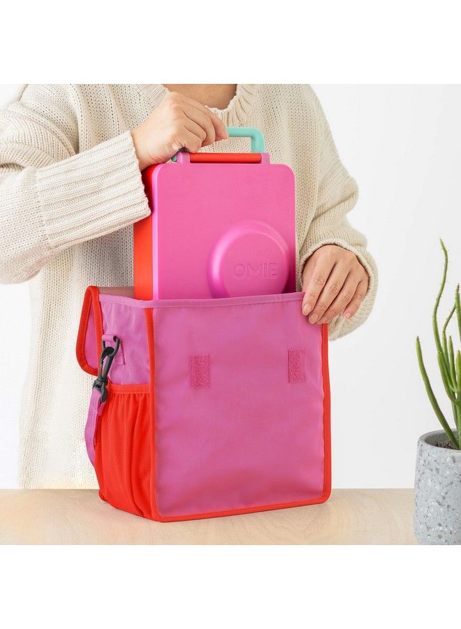 OMIE حقيبة غداء قابلة للغسل والطي مصنوعة من نسيج متين مقاوم للماء مع جيب داخلي وحامل زجاجة خارجي. - Image 3