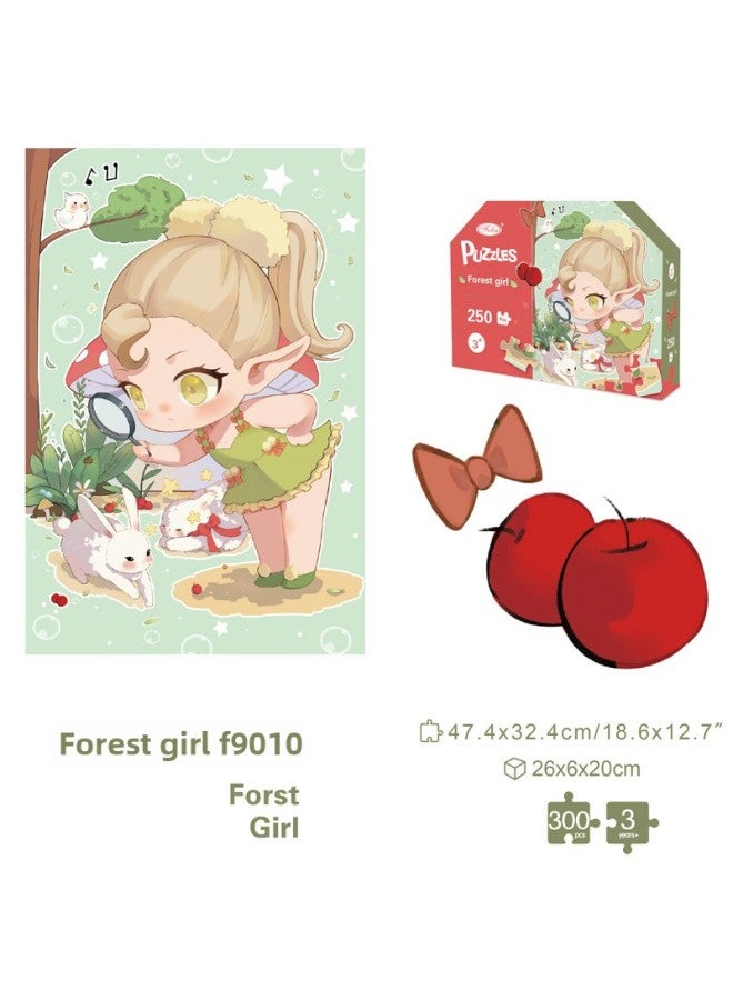 Postage Children's Jigsaw Puzzle 300 Pieces 500 Boys And Girls Assembled Toys 1200g White Card Thickened Cartoon Jigsaw Puzzle-Color:Forest Girl 300 Tablets - Image 1