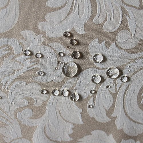Tektrum 70 X 70 inch Square Damask Jacquard Tablecloth Table Cover - Waterproof/Spill Proof/Stain Resistant/Wrinkle Free/Heavy Duty - Great for Banquet, Parties, Dinner, Kitchen, Wedding (Beige) - Image 2