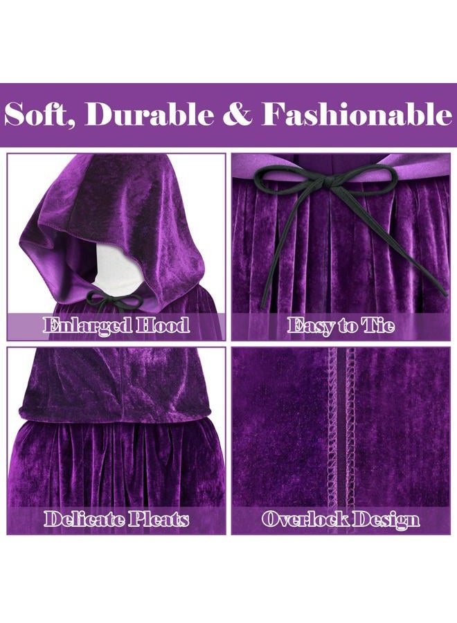 Olreco Purple Hooded Cloak Purple Cape Witch Cape Purple Hooded Cape Witch Cloak Hooded Cloak for Women Coats Raven Cloak - Image 4