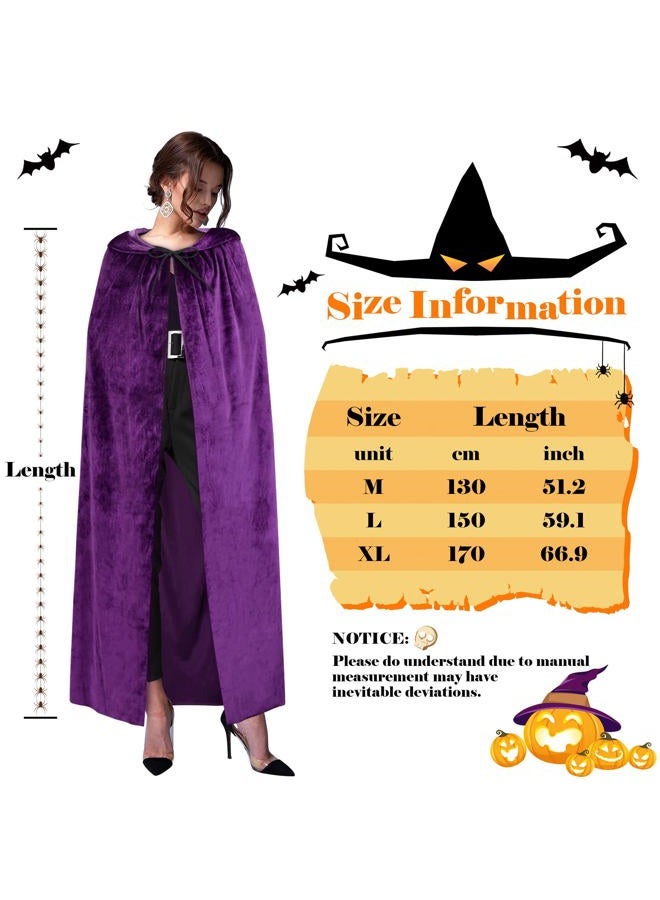 Olreco Purple Hooded Cloak Purple Cape Witch Cape Purple Hooded Cape Witch Cloak Hooded Cloak for Women Coats Raven Cloak - Image 5