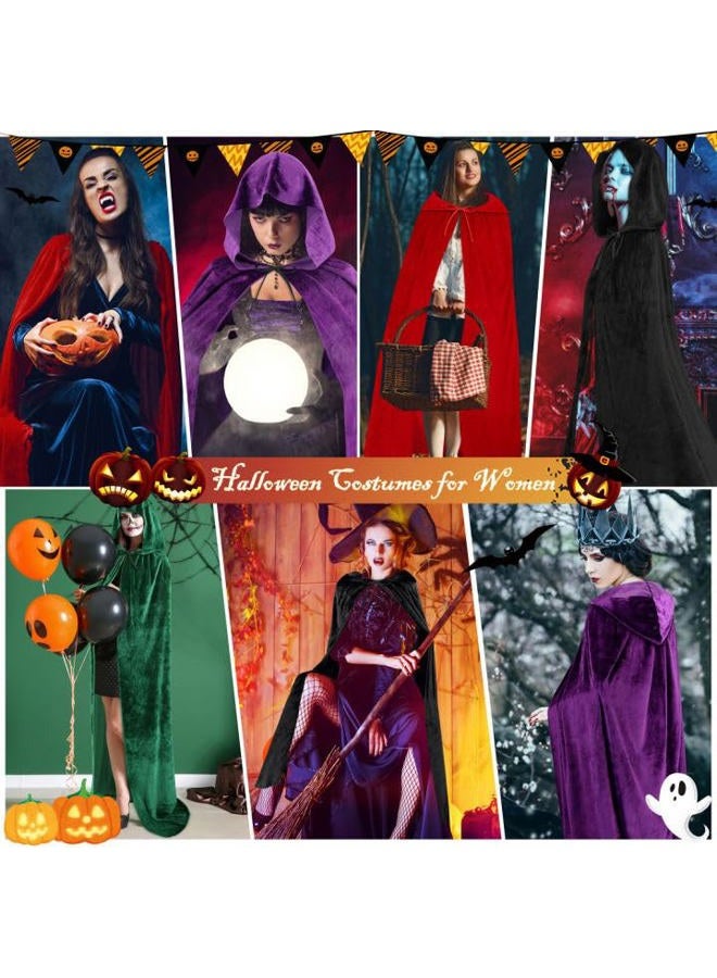Olreco Purple Hooded Cloak Purple Cape Witch Cape Purple Hooded Cape Witch Cloak Hooded Cloak for Women Coats Raven Cloak - Image 3
