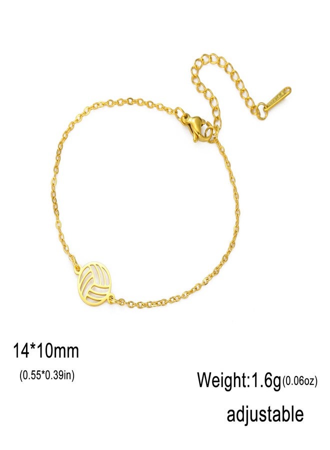 TEAMER Volleyball Bracelet Deliacate Volleyball Pendant Stainless Steel Fashion Sport Ball Jewelry For Team Athlete Coach Volleyball Lovers (Gold) - Image 4