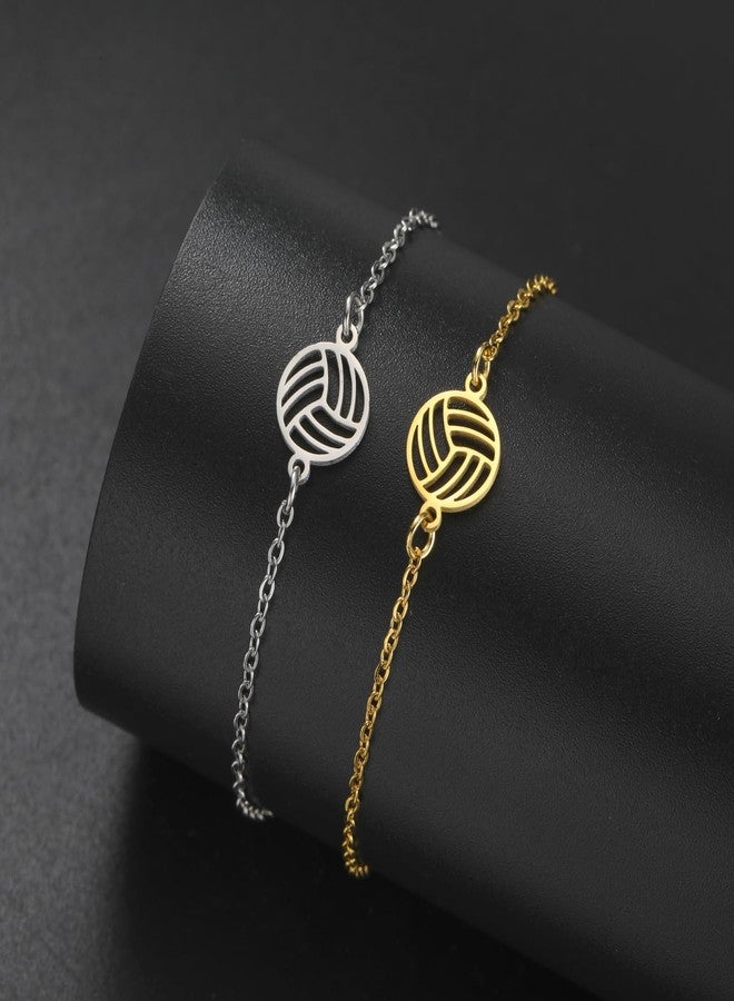 TEAMER Volleyball Bracelet Deliacate Volleyball Pendant Stainless Steel Fashion Sport Ball Jewelry For Team Athlete Coach Volleyball Lovers (Gold) - Image 5
