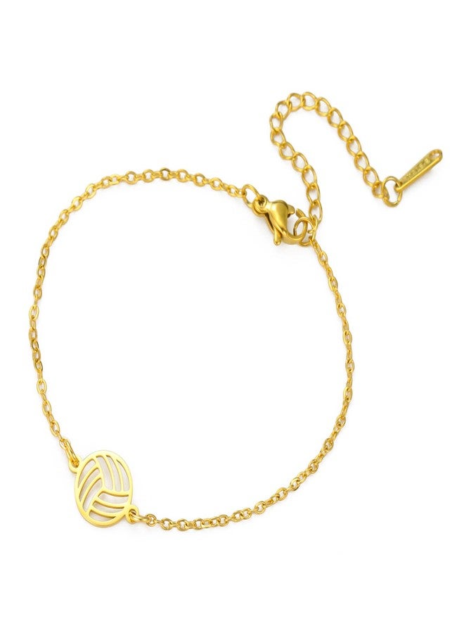 TEAMER Volleyball Bracelet Deliacate Volleyball Pendant Stainless Steel Fashion Sport Ball Jewelry For Team Athlete Coach Volleyball Lovers (Gold) - Image 1