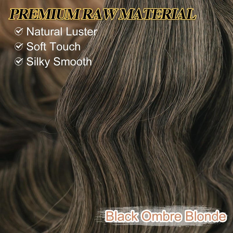 BARSDAR Ocean Wave Crochet Braiding Hair, 55 cm 6 Packs Deep Wave GoGo Curl Crochet Hair for Women Synthetic Boho Braids Long Wavy Curly Braids Hair Extension – Black Ombre Blonde - Image 4