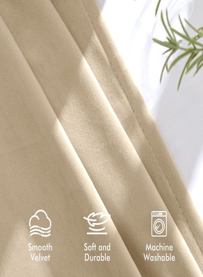 ANRODUO Beige Velvet Curtains 84 Inches Long Blackout Thermal Insulated Soundproof Curtain Privacy Room Darkening Curtains Pinch Pleat Window Drapes for Bedroom Living Room 42 x 84 Inch Set of 2 - Image 5