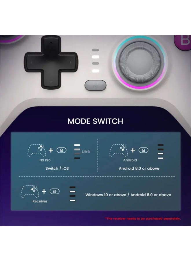 gamesri GameSir Wireless Gaming Controller for Switch, PC, iOS, Android - Ergonomic Design, Motion Sensing, Anti-Drift Hall Effect Joystick, Customizable RGB Lighting, Rechargeable Lithium Polymer Battery, 2.4GHz Wireless Connectivity - Image 3