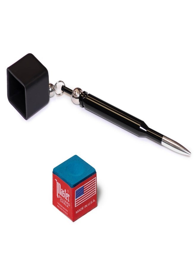 OKKO Bullet Pocket Chalker Billiard Pool Cue Chalk Holder Black + 1 pc of Master Chalk - Image 1