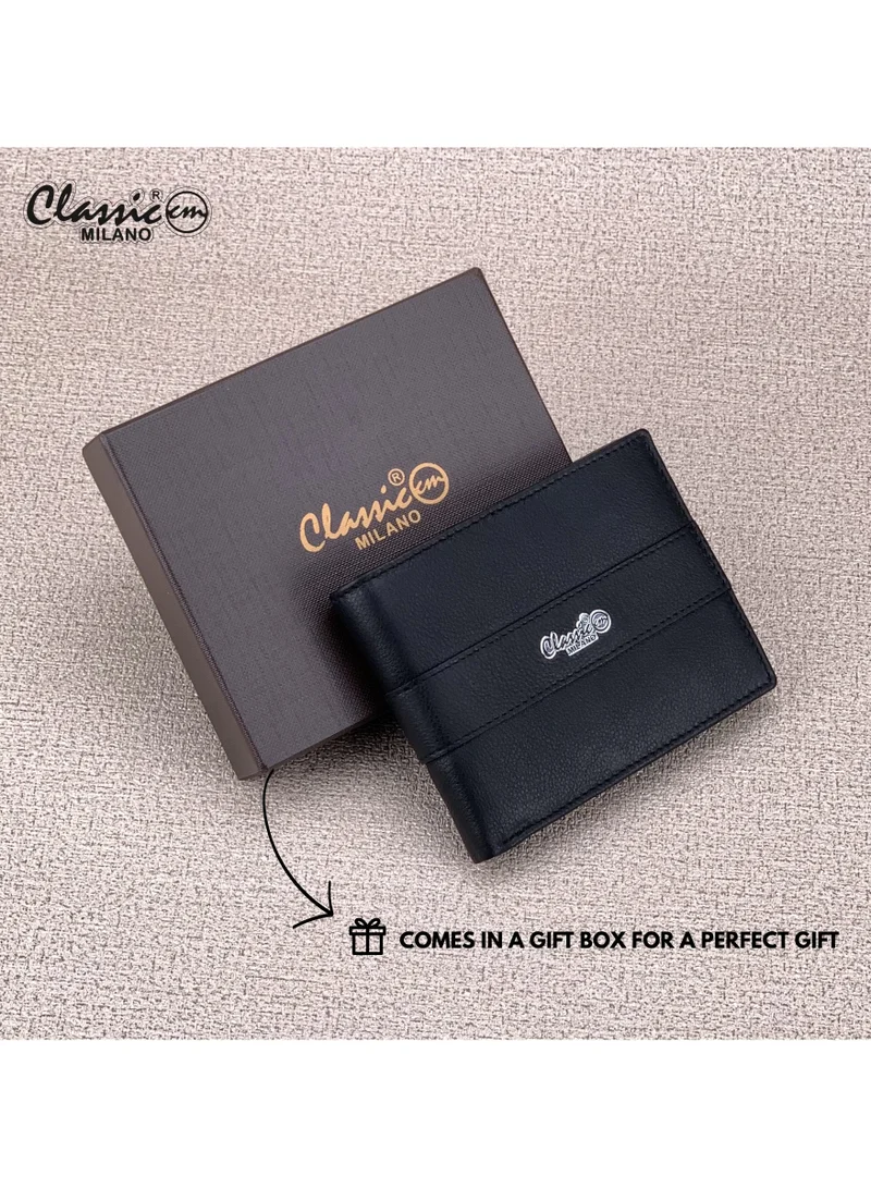 Classic Milano Black (CNH-8) Classic Milano Genuine Leather Wallet for Men – Slim Bifold Men’s Wallet with RFID Blocking, Multiple Card Slots – Stylish Mens Purse Wallets Gift for Husband, Father for Men | Best Price UAE