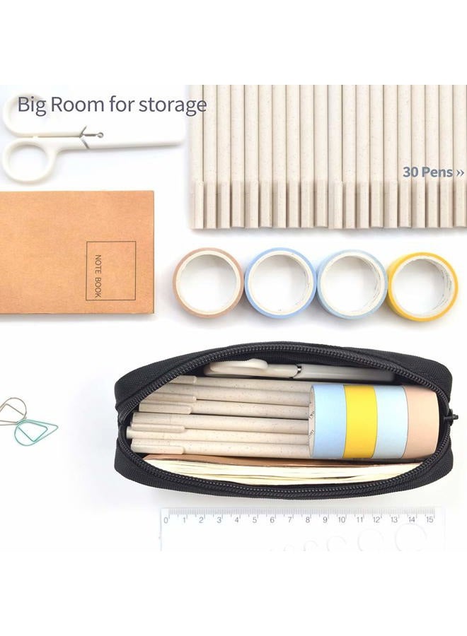 Dobmit Pencil Pen Case, Big Capacity Pencil Pouch Makeup Bag for Girls and Boys Durable Office Stationery Organizer - Black - Image 2