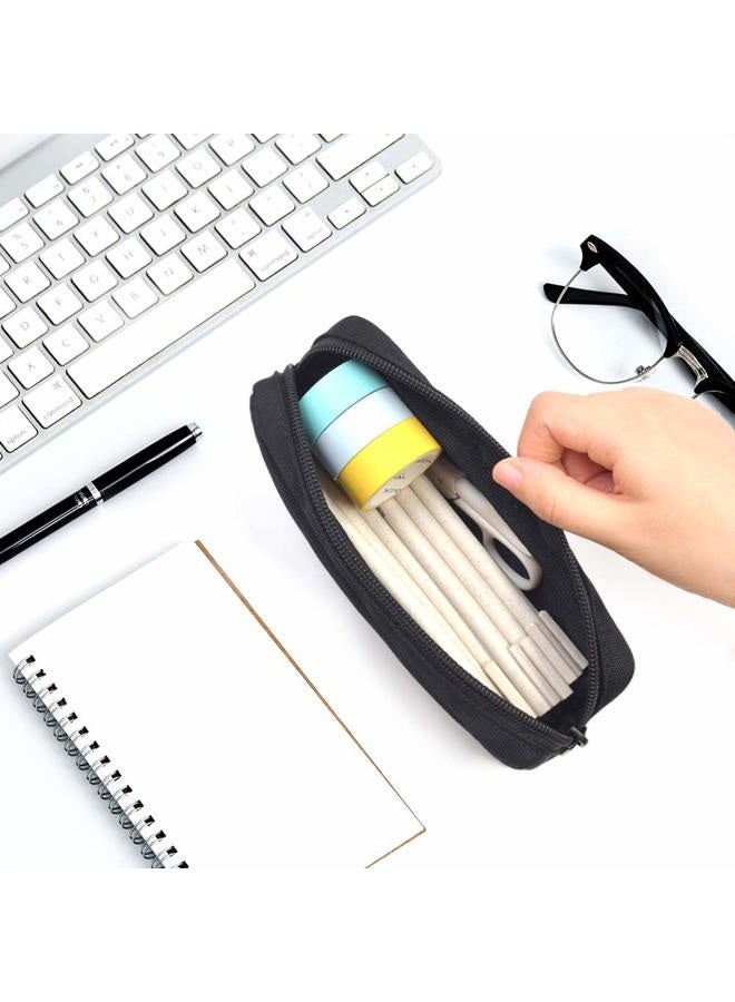 Dobmit Pencil Pen Case, Big Capacity Pencil Pouch Makeup Bag for Girls and Boys Durable Office Stationery Organizer - Black - Image 5