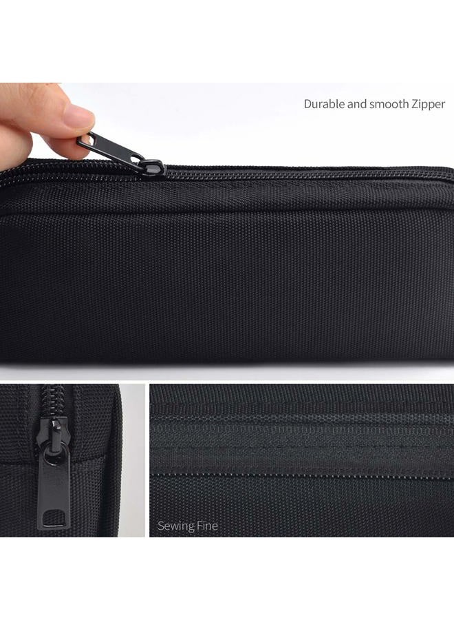 Dobmit Pencil Pen Case, Big Capacity Pencil Pouch Makeup Bag for Girls and Boys Durable Office Stationery Organizer - Black - Image 4