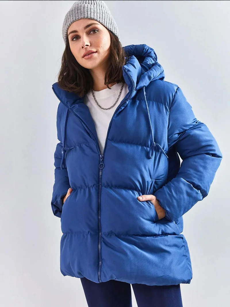 بيانكو لوتشي معطف منتفخ مبطن بالزغب بغطاء رأس من لوكسي