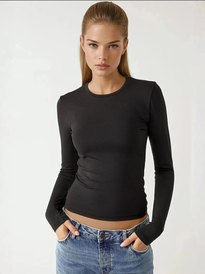 HICCUP Long Sleeve Crew Neck Top