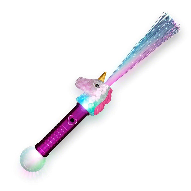 FlashingBlinkyLights Light Up Unicorn Wand with Color Changing Fiber Optic LED Lights Magic Wand for Girls - Image 1