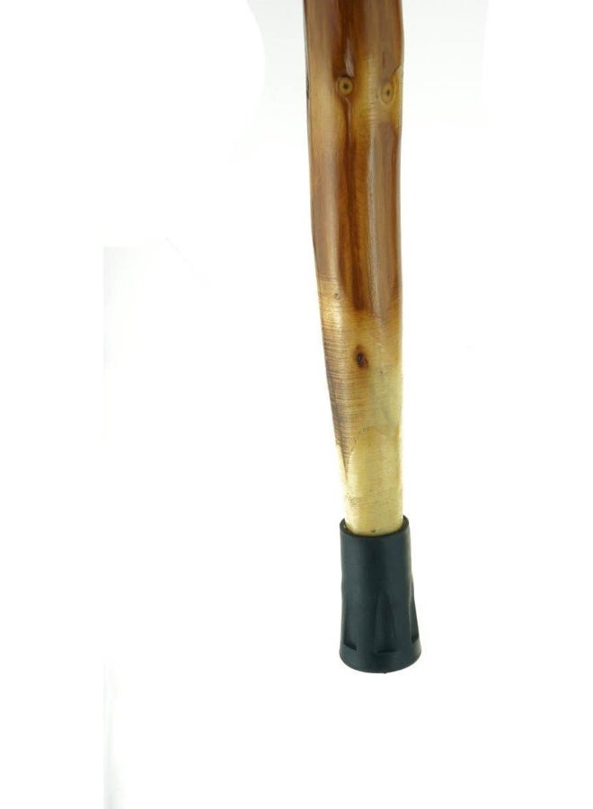 SE Natural Wood Walking Stick with Root Head, Carved Hand Grip, Steel Spike and Metal-Reinforced Tip Cover, 55" - Image 1