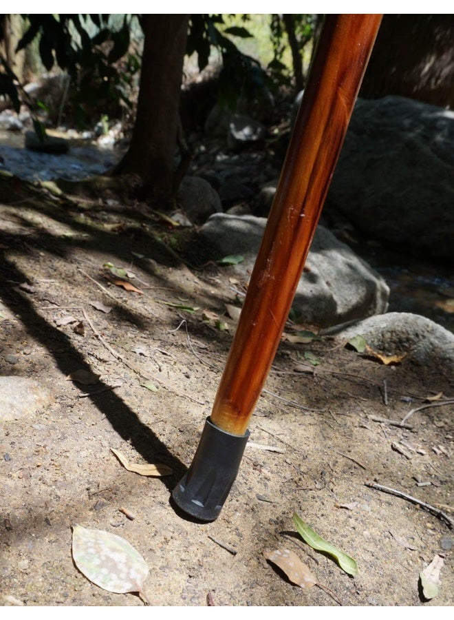 SE Natural Wood Walking Stick with Root Head, Carved Hand Grip, Steel Spike and Metal-Reinforced Tip Cover, 55" - Image 3