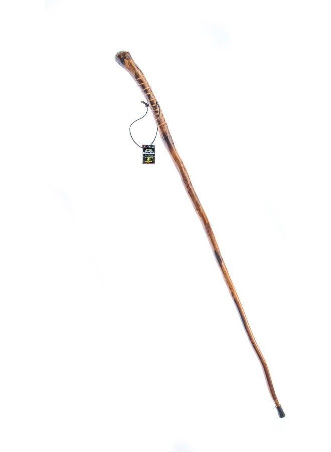 SE Natural Wood Walking Stick with Root Head, Carved Hand Grip, Steel Spike and Metal-Reinforced Tip Cover, 55" - Image 4