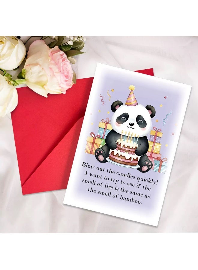 بطاقات عيد ميلاد حيوانات كرتونية (5 قطع) مع مظاريف حمراء - بطاقات تهنئة ممتعة للحفلات - Image 5