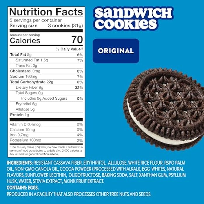 HighKey Sugar Free Sandwich Cookies - Low Calorie, Keto-Friendly Snack With Zero Sugar and Gluten Free - 30 Count - Image 2